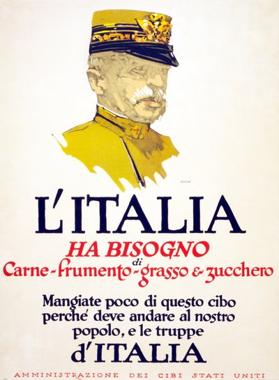 Italy has need of meat, wheat, fat, and sugar, 1917 by George Illian